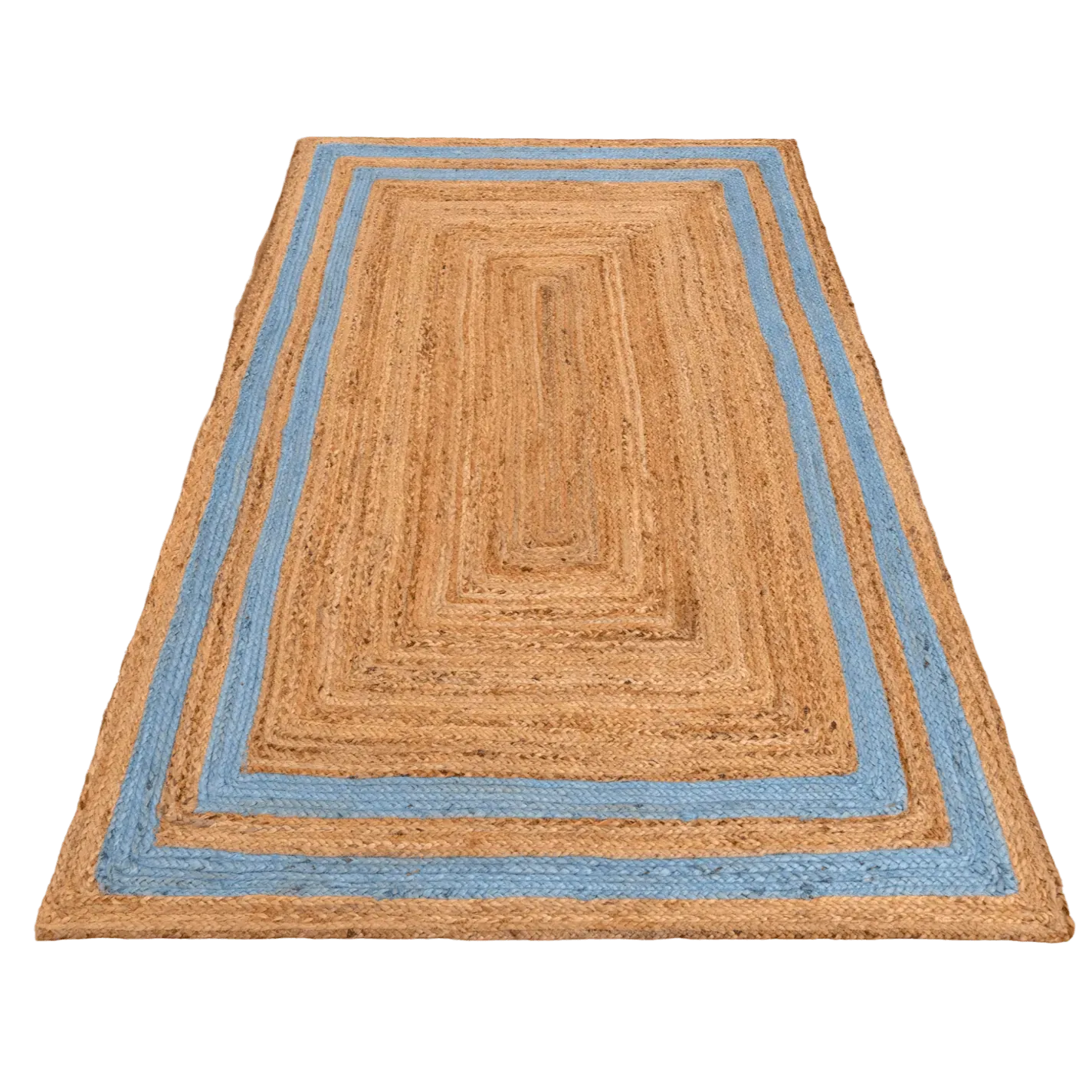 Handmade Chic Blue Borders Jute Rug