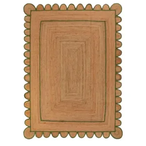 Handmade Green Scalloped Jute Rug