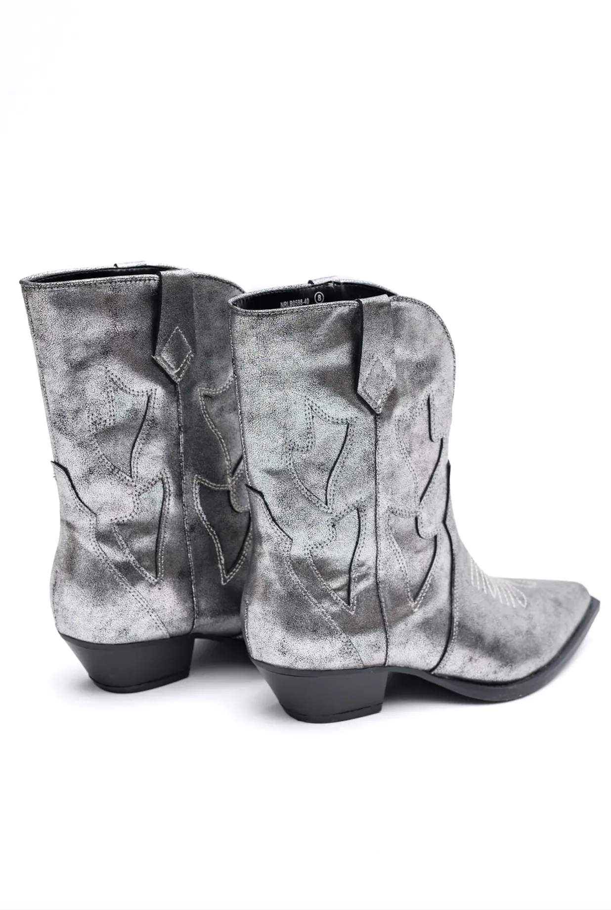 Hazel Blues® |  Jersey Metallic Boot in Silver