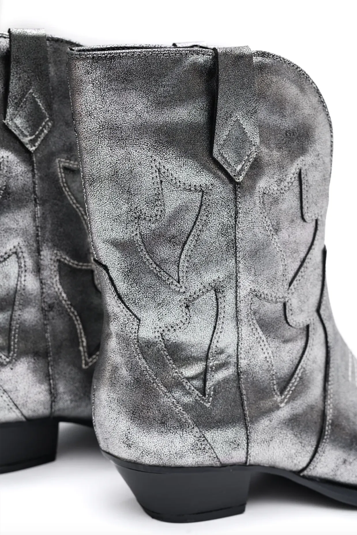 Hazel Blues® |  Jersey Metallic Boot in Silver