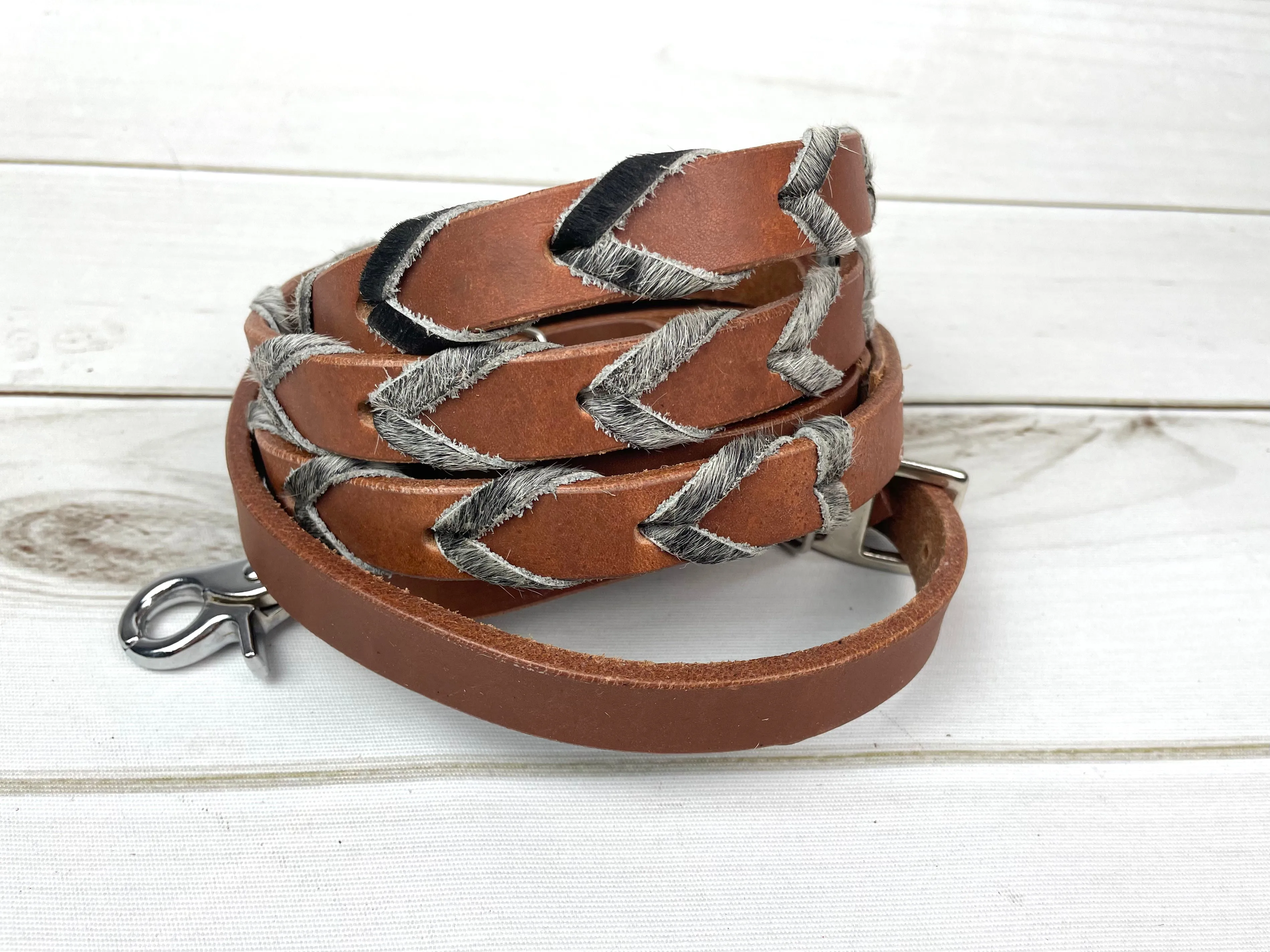 Hide Laced Leather Barrel Reins
