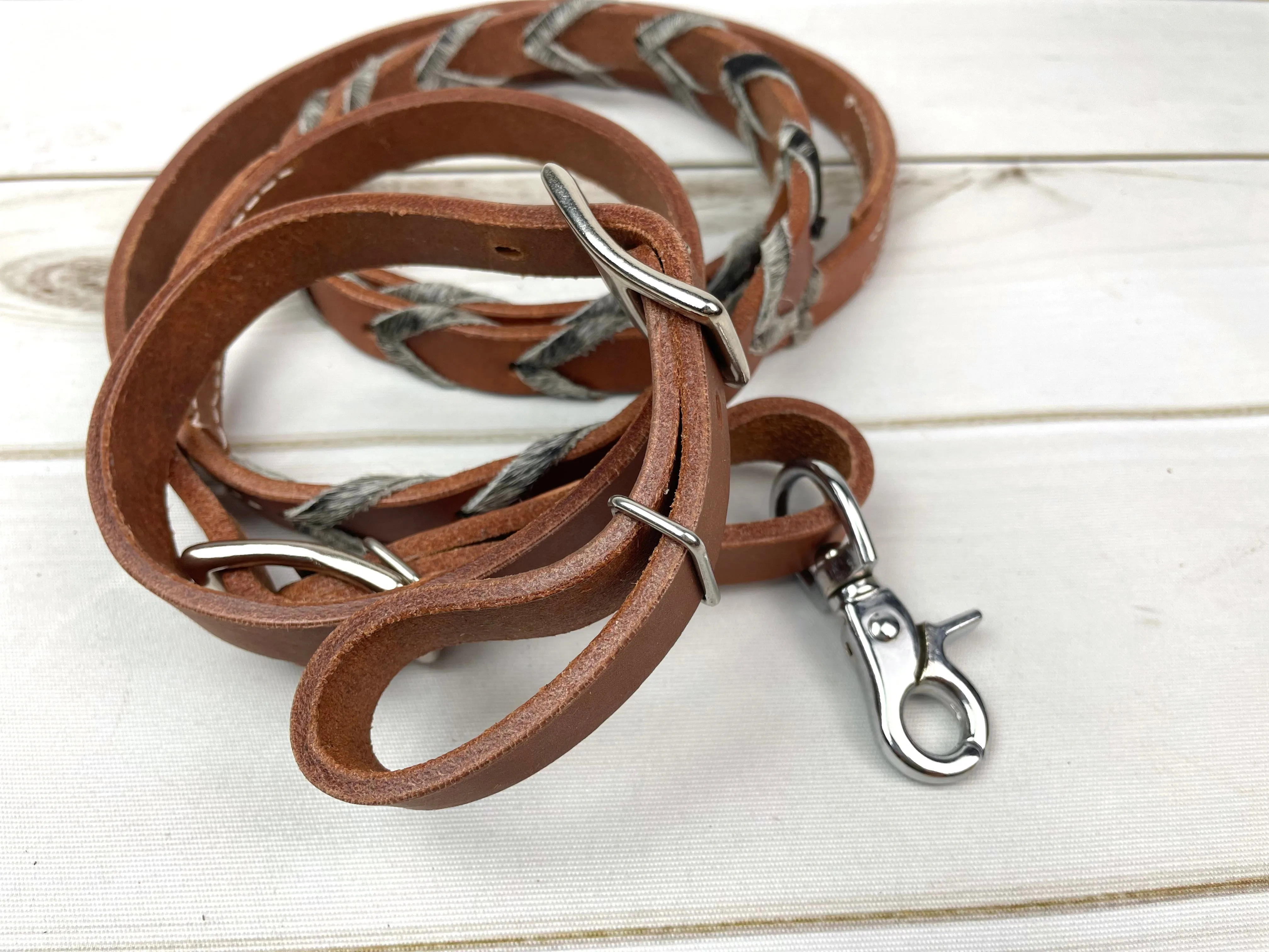 Hide Laced Leather Barrel Reins
