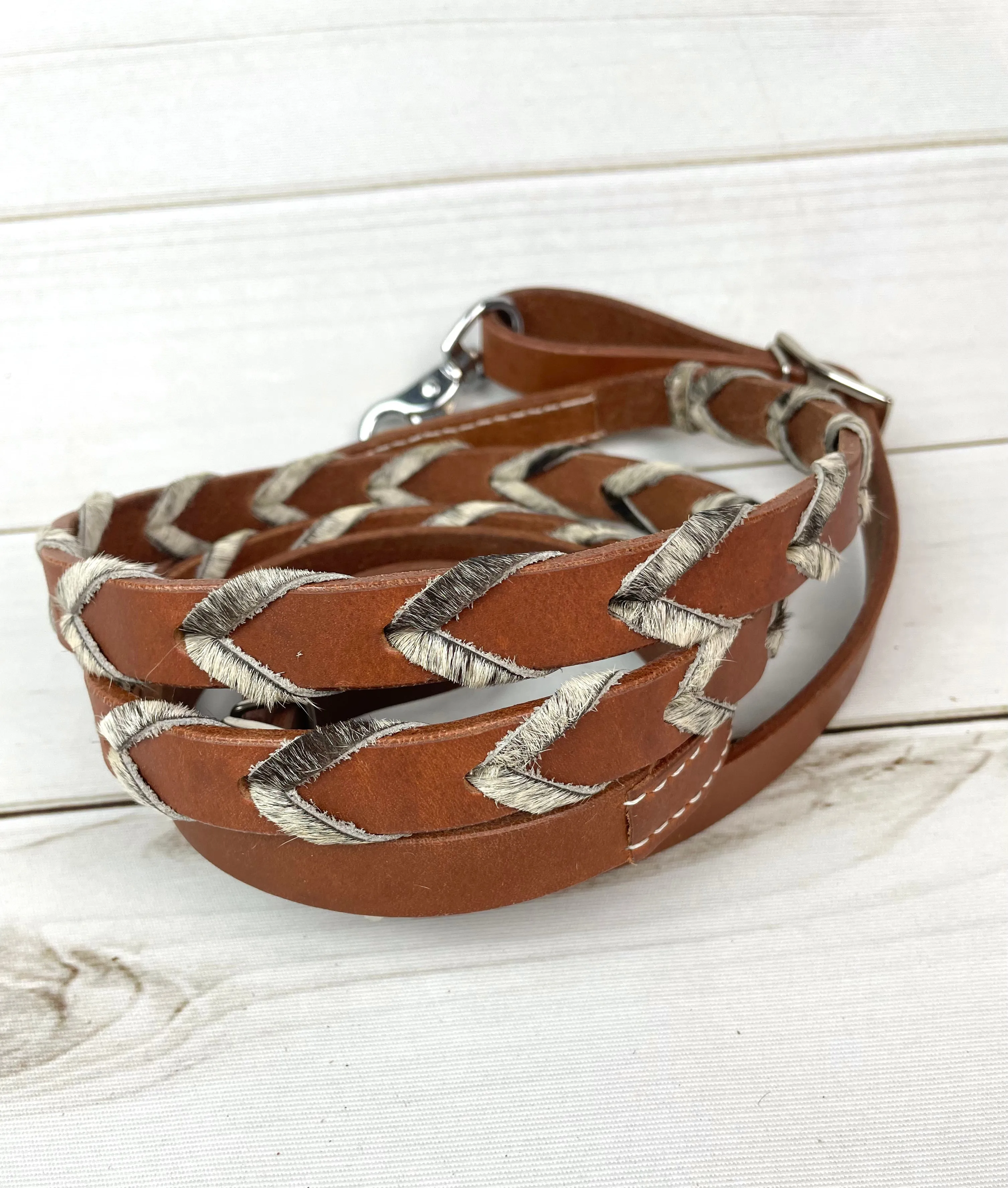 Hide Laced Leather Barrel Reins