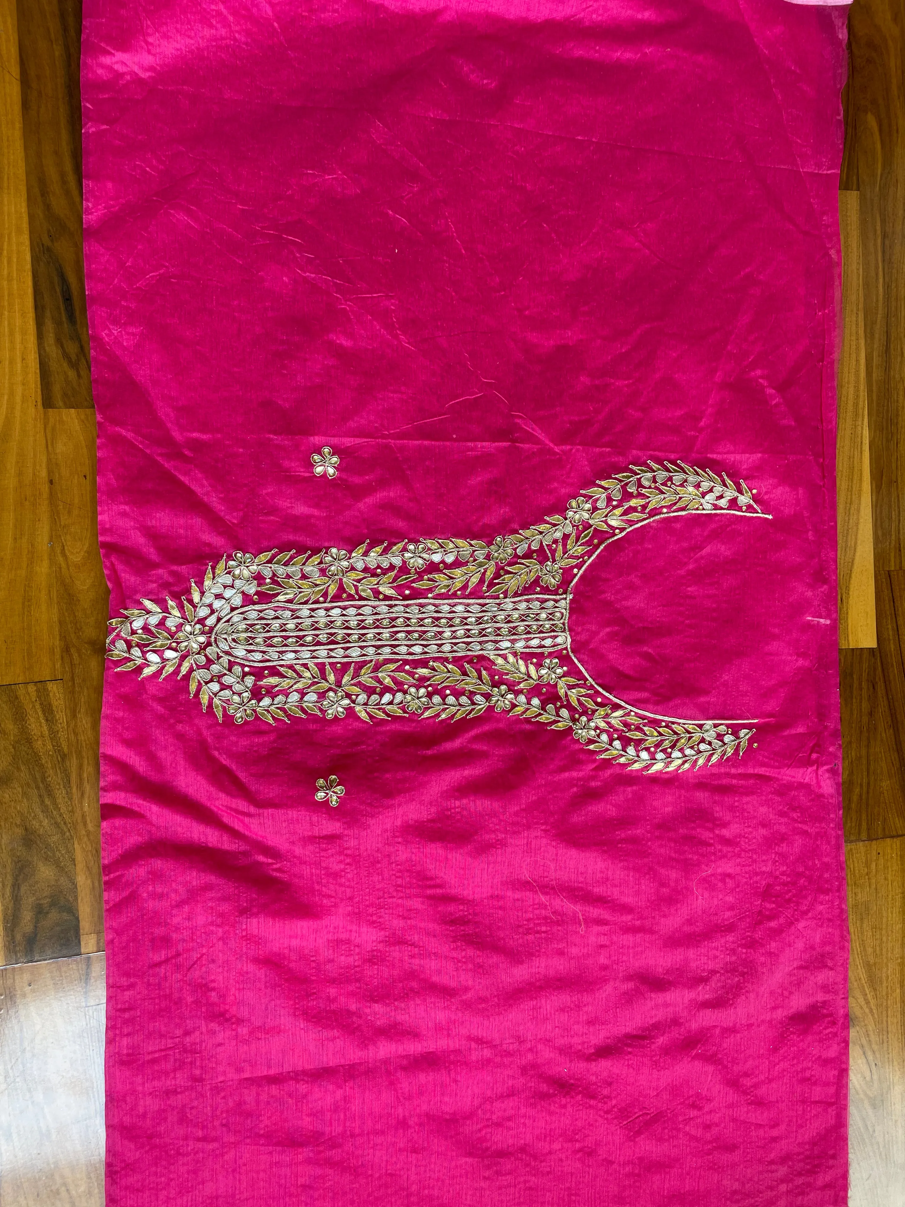 Hot Pink Gota Patti Chanderi Kurti