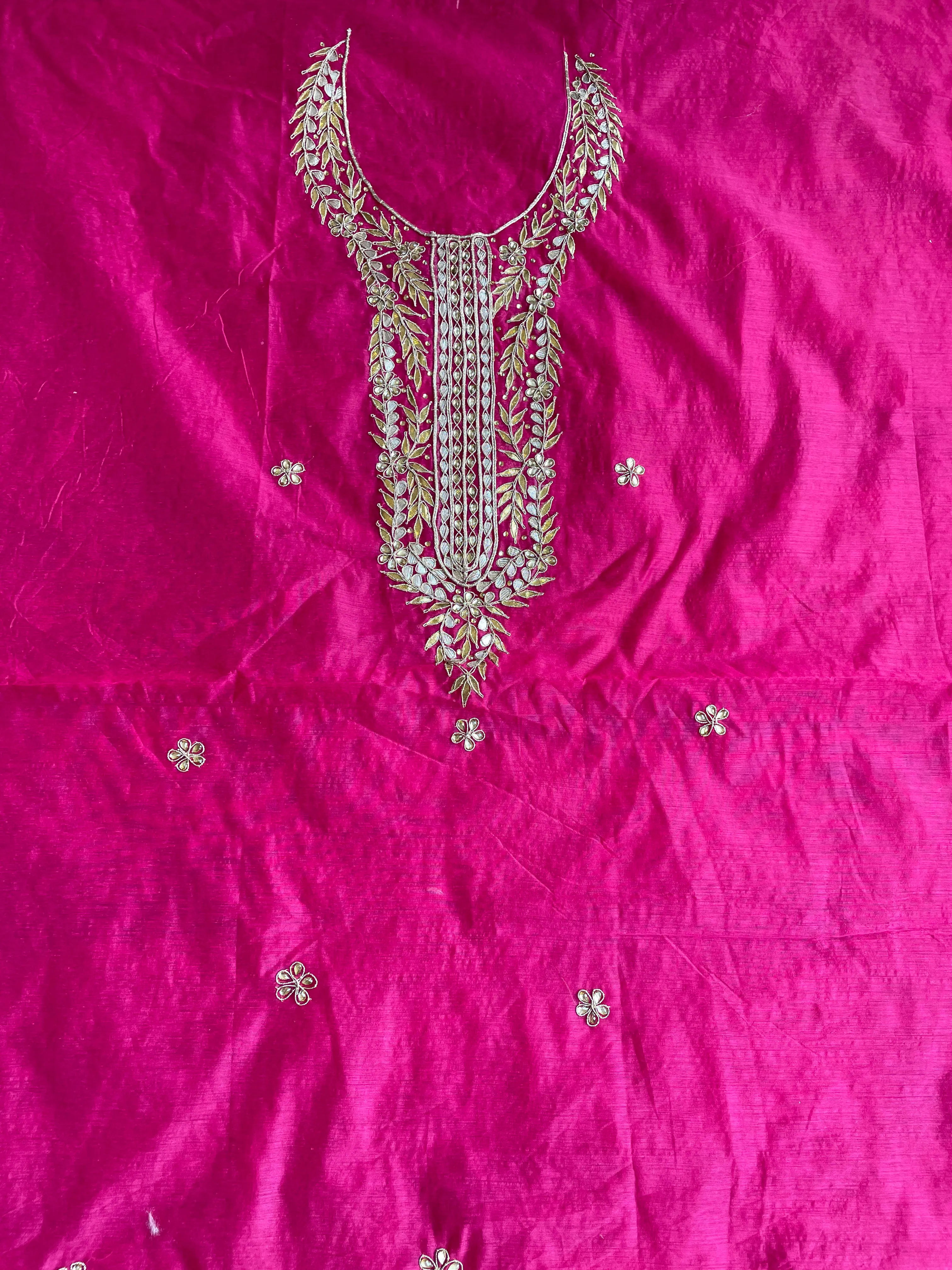 Hot Pink Gota Patti Chanderi Kurti