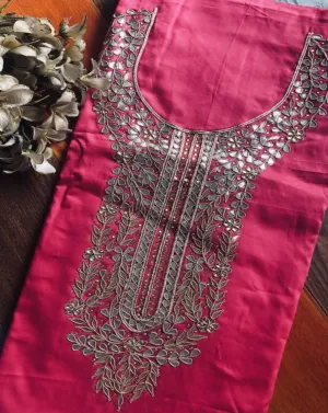 Hot Pink Gota Patti Chanderi Kurti