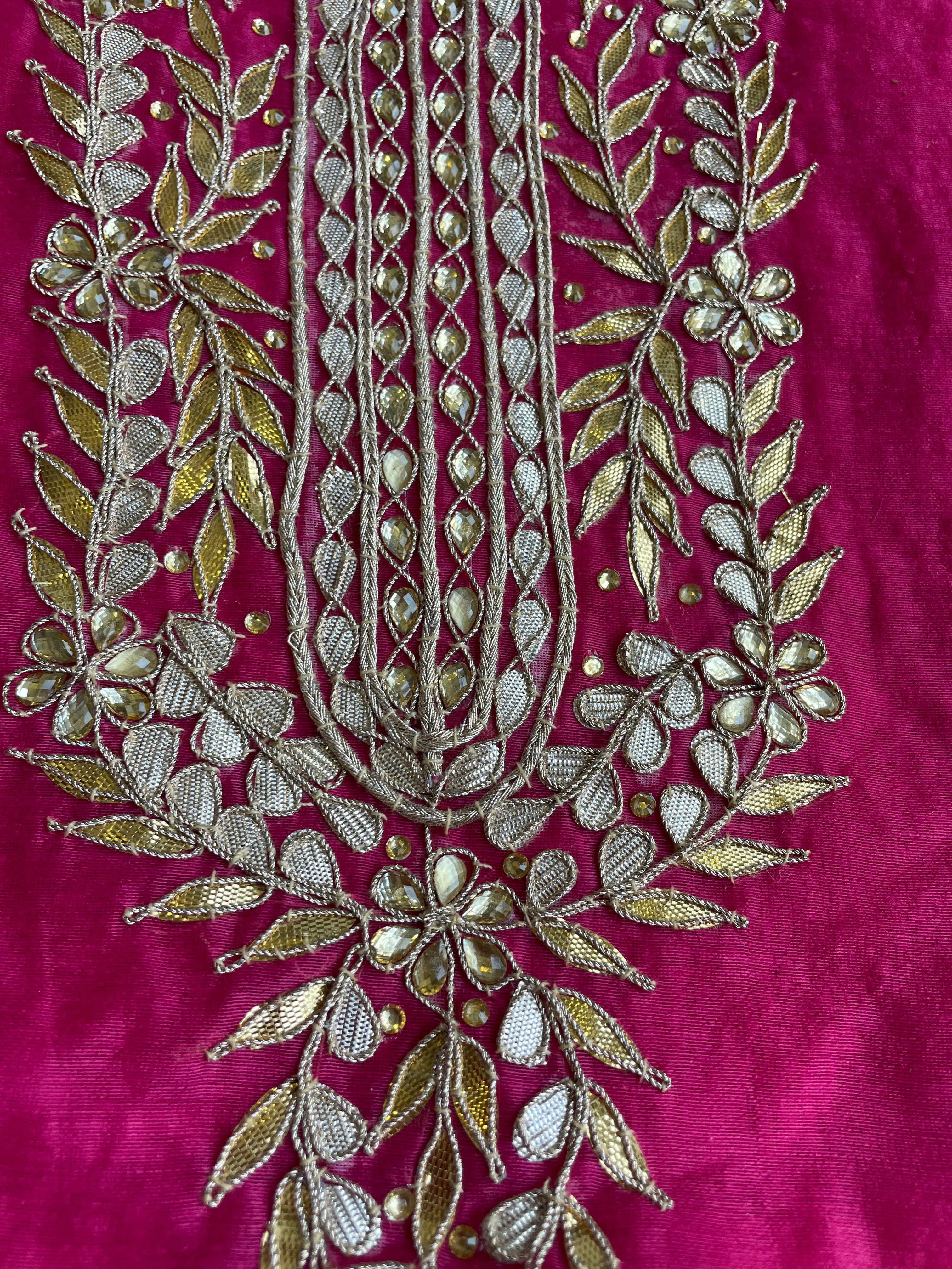 Hot Pink Gota Patti Chanderi Kurti