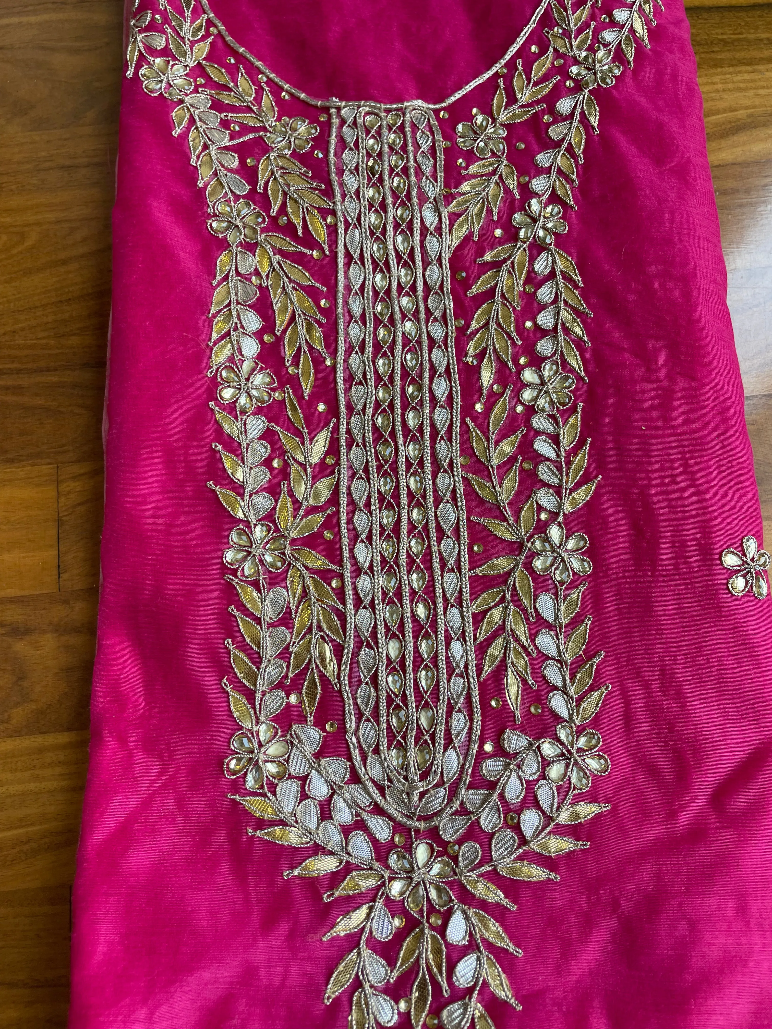 Hot Pink Gota Patti Chanderi Kurti