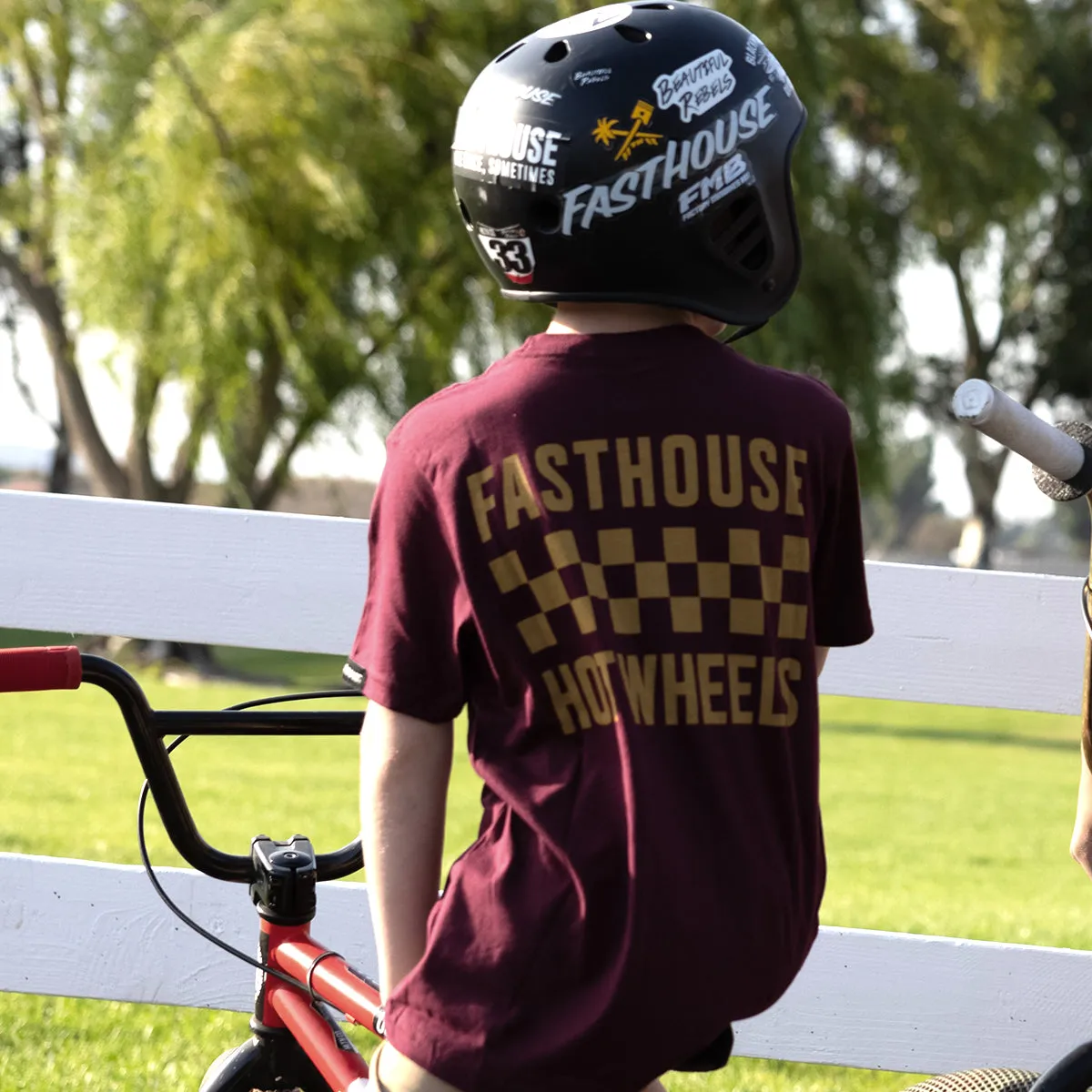 Hot Wheels Stacked Youth Tee - Maroon