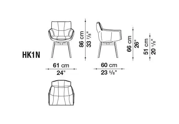 Husk Outdoor - Chair with armrests 61cm (HK1N)