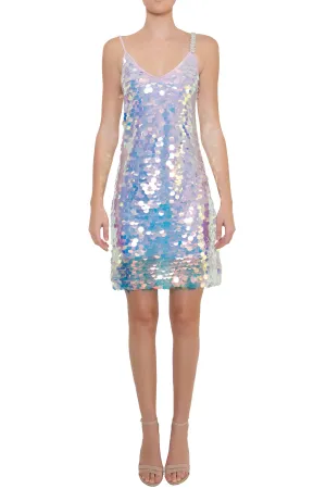Ilona Rich Embellished Iridescent Sequin Party Dress