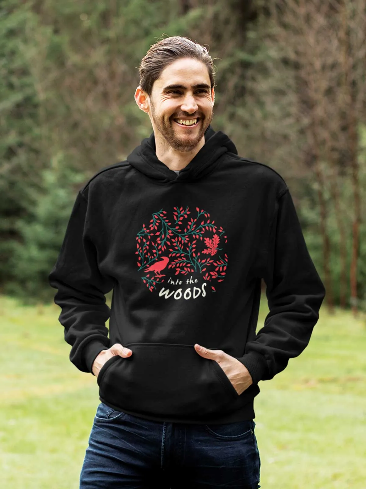Into the woods Printed Cotton Hoodie for Men & Women