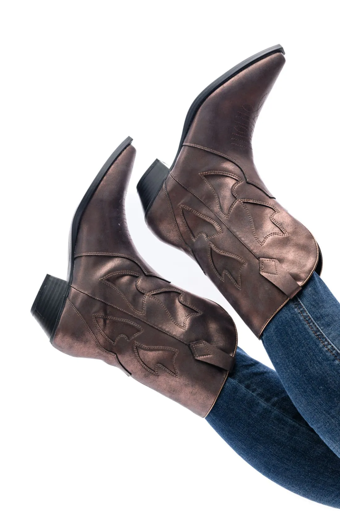 Jersey Metallic Boot in Bronze
