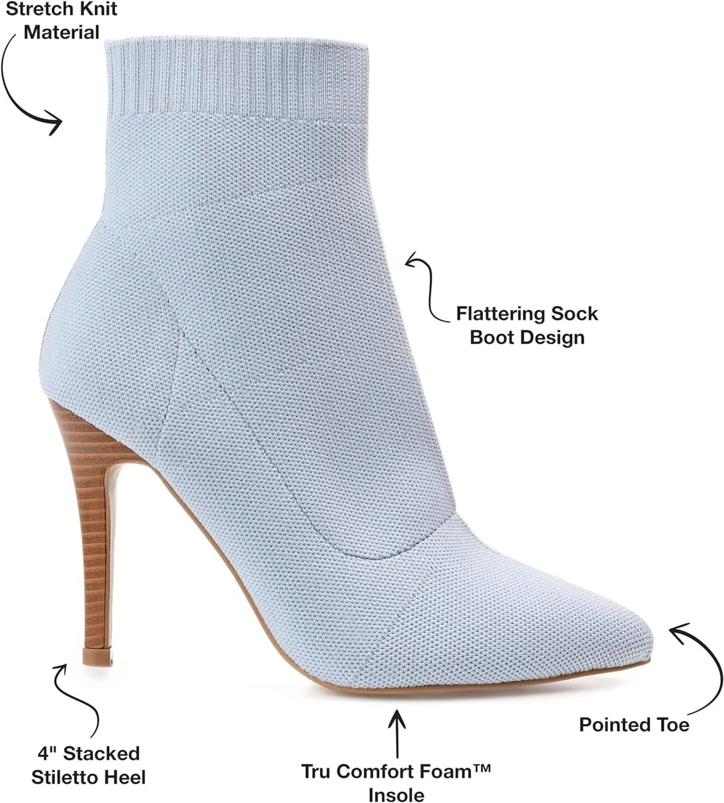 Journee Collection Milyna Tru Comfort Foam Pull On Stiletto Booties Blue 9M