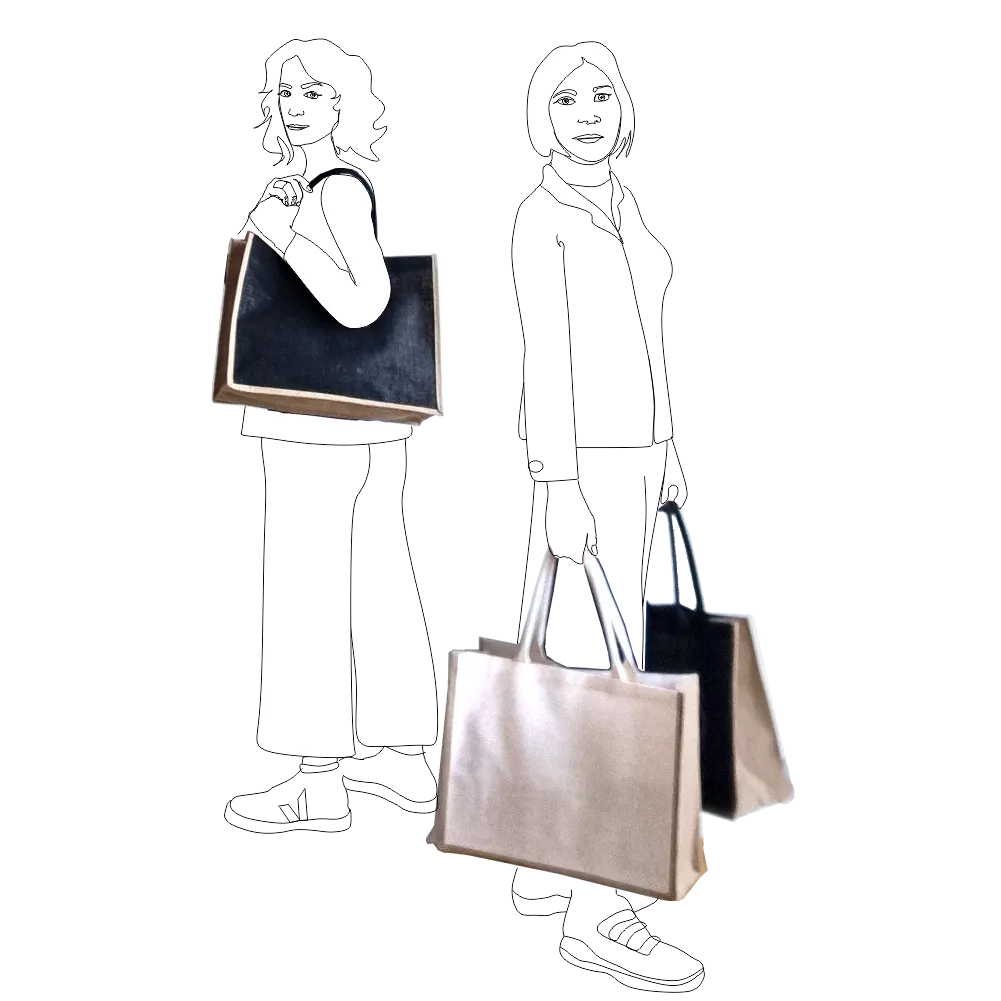 Jute Grocery Shopping Tote- Black