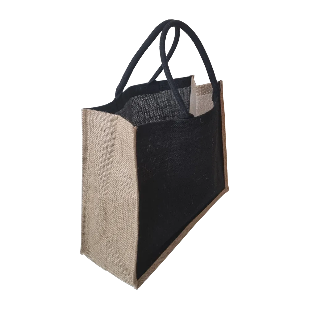 Jute Grocery Shopping Tote- Black