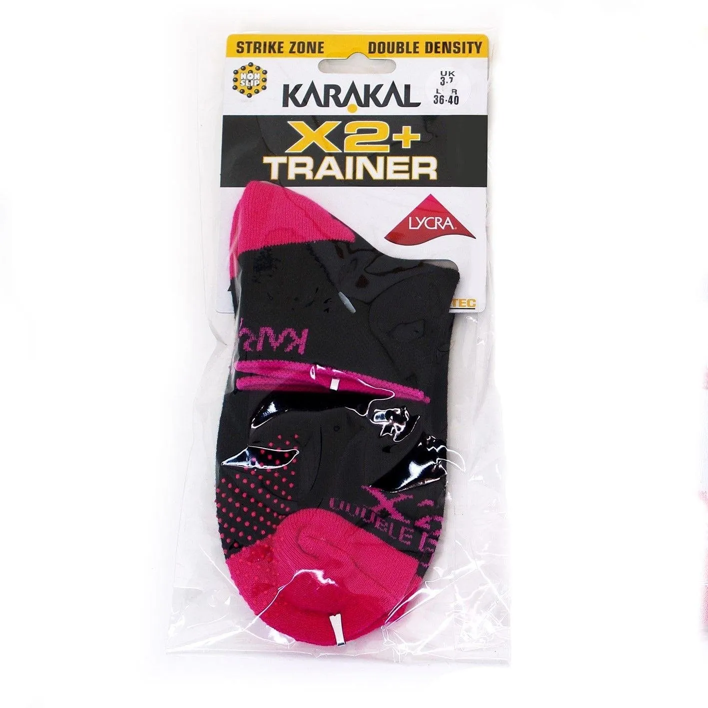 Karakal X2  Womens Technical Trainer Badminton Sock - Black / Pink (UK3-UK7)