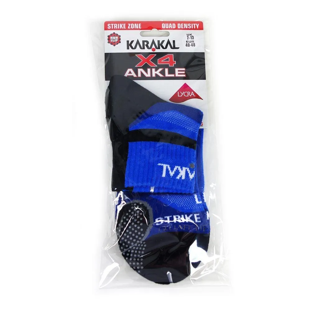 Karakal X4 Mens Technical Ankle Badminton Socks - Blue / Black (UK7-UK13)