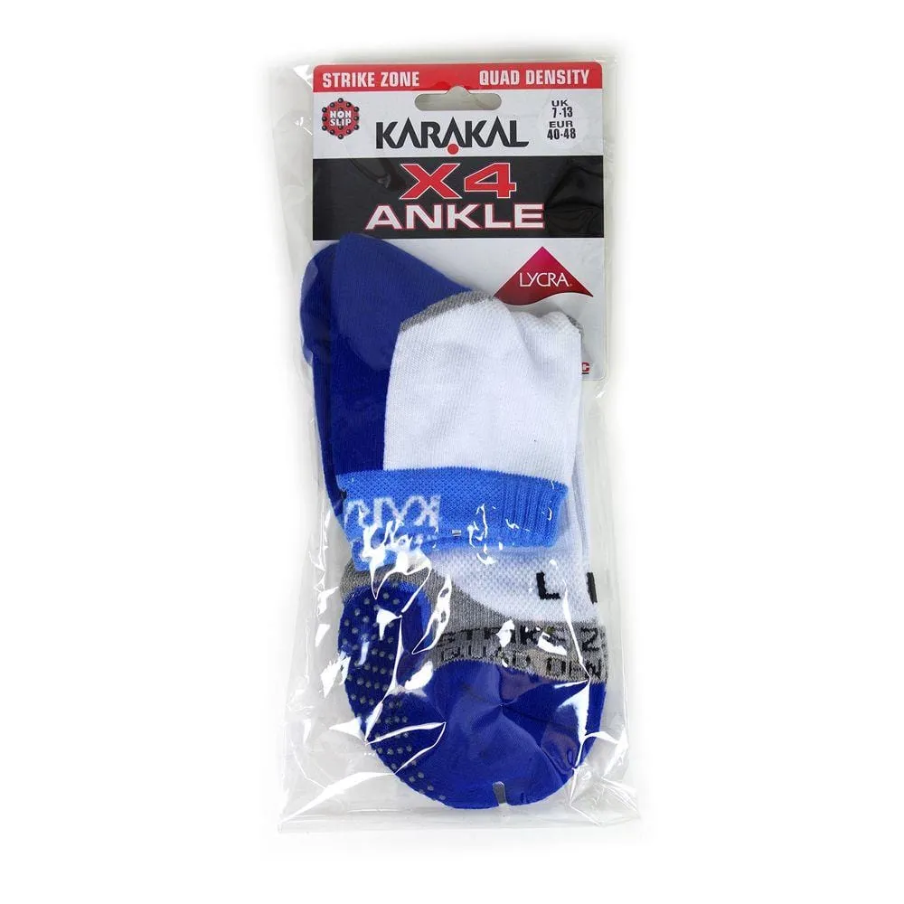 Karakal X4 Mens Technical Ankle Badminton Socks - White / Navy (UK7-UK13)