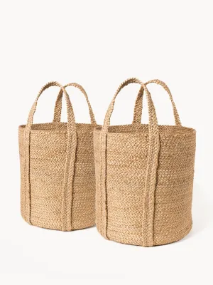 Kata Basket With Handle - Natural (Set Of 2)