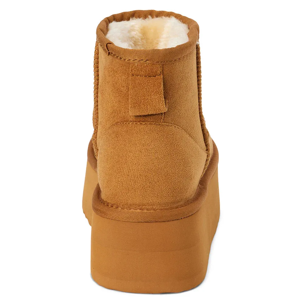 Keystone Fur Lined Suede Booties "Chestnut"