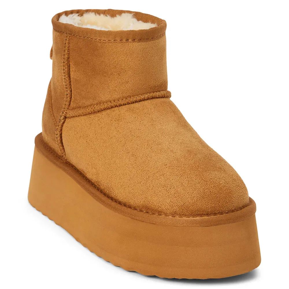Keystone Fur Lined Suede Booties "Chestnut"