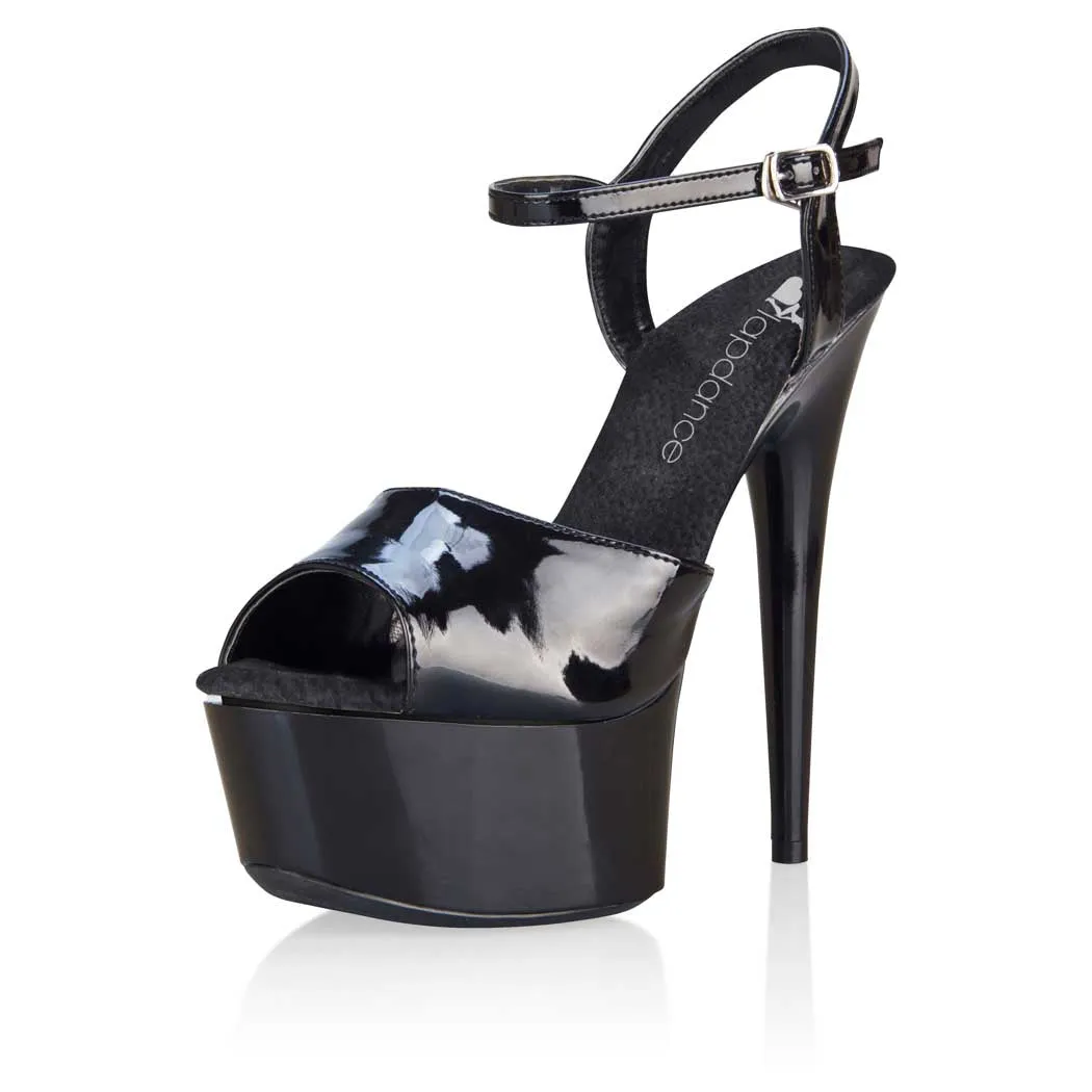 Lapdance Shoes 6 Inch Black Platform Sandal with Strap