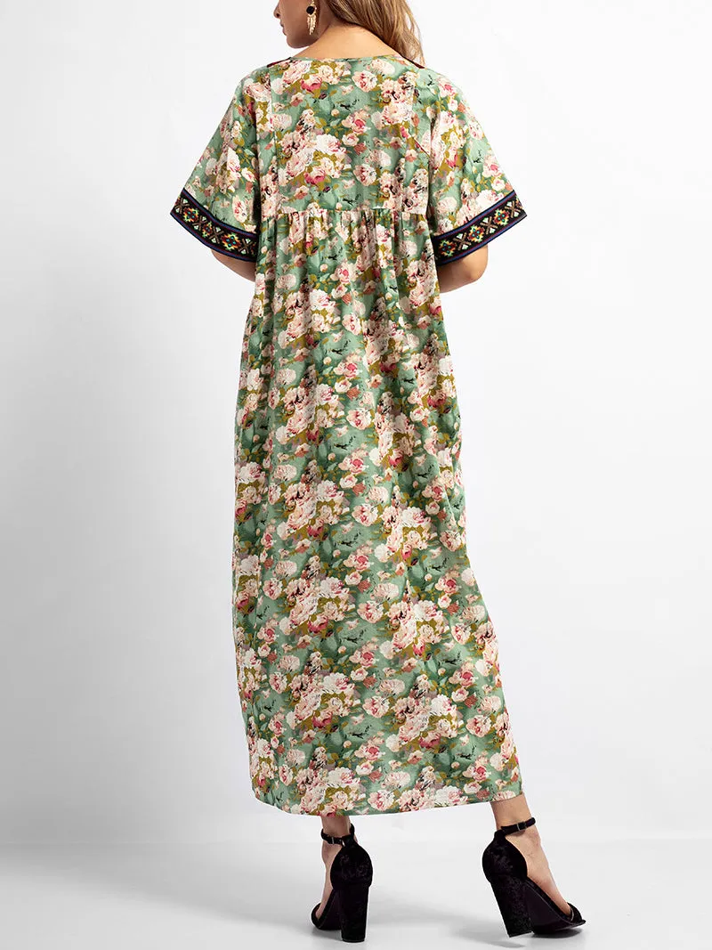 Large Size Embroidered Printed Arabian Robe Dress