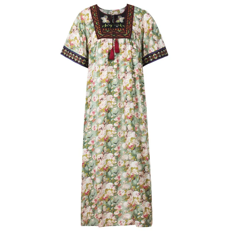 Large Size Embroidered Printed Arabian Robe Dress