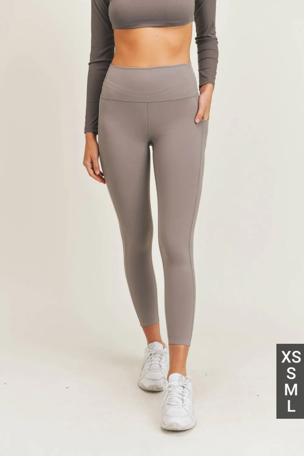 Laser-Cut and Bonded Essential Foldover Highwaist Leggings - Heather