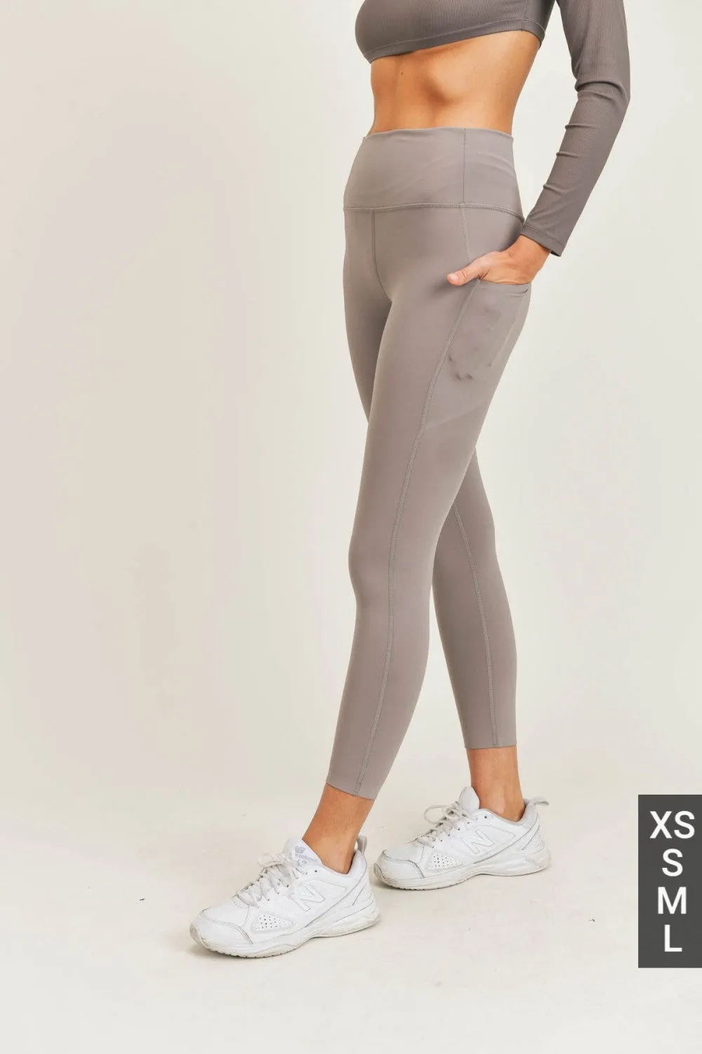 Laser-Cut and Bonded Essential Foldover Highwaist Leggings - Heather