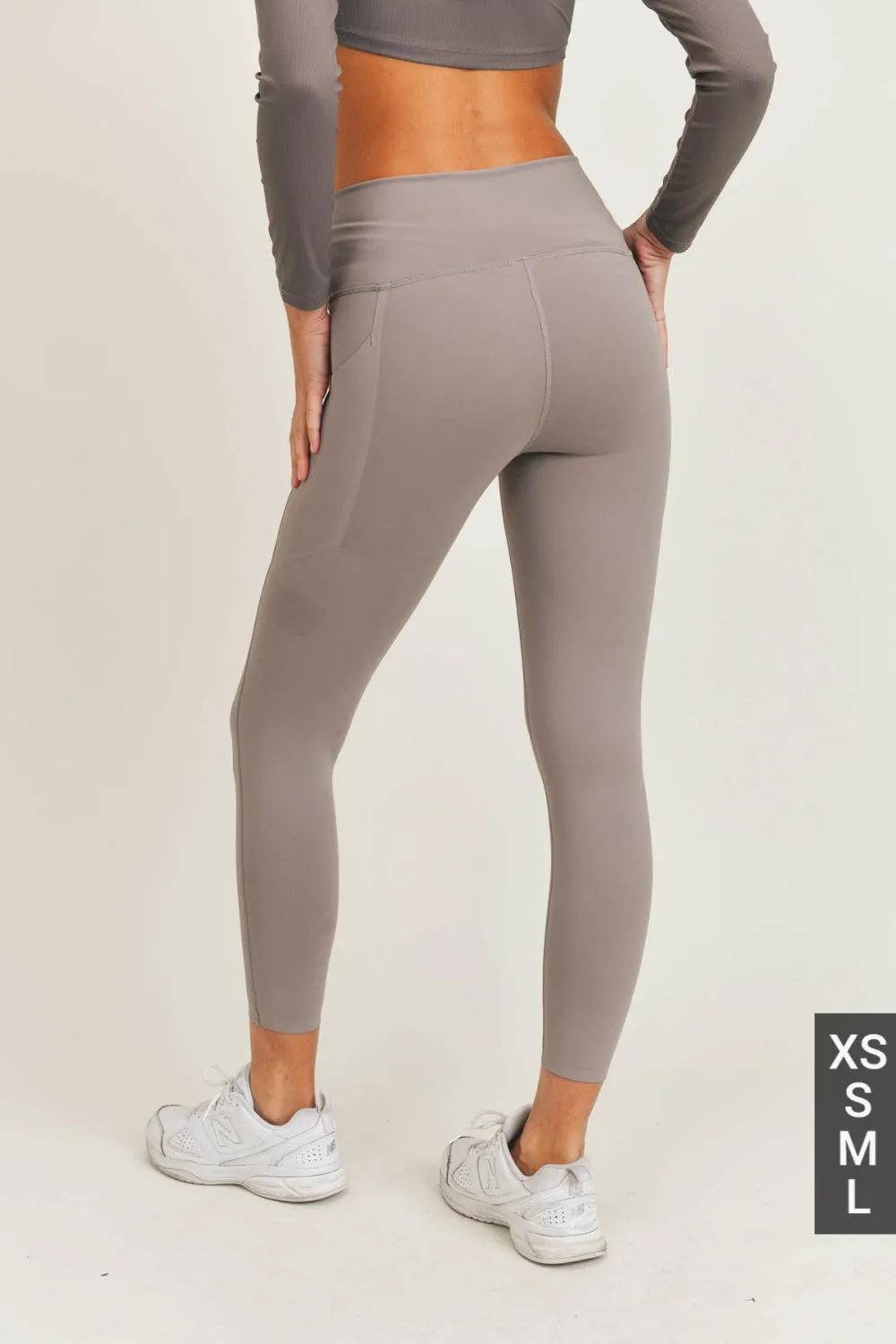 Laser-Cut and Bonded Essential Foldover Highwaist Leggings - Heather