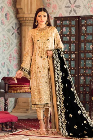 Latest designer embroidered party net outfit in gold color # P2439