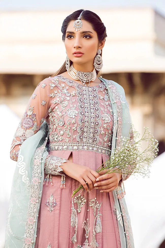 Latest designer embroidered party net outfit in lavish pink color # P2436