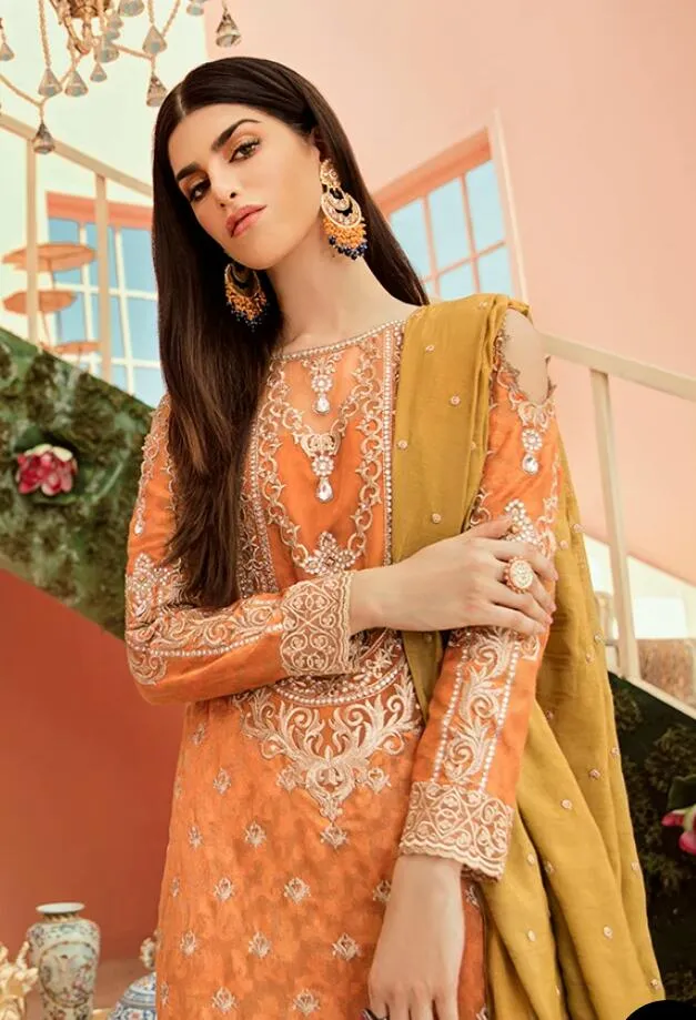 Latest Orange Chiffon Party Wear #N7089