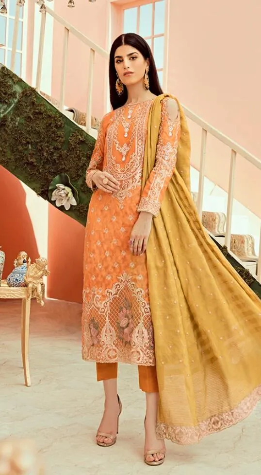 Latest Orange Chiffon Party Wear #N7089