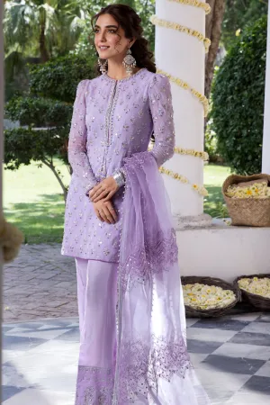 Lavender Embellished Pakistani Party Dress In Trouser Style