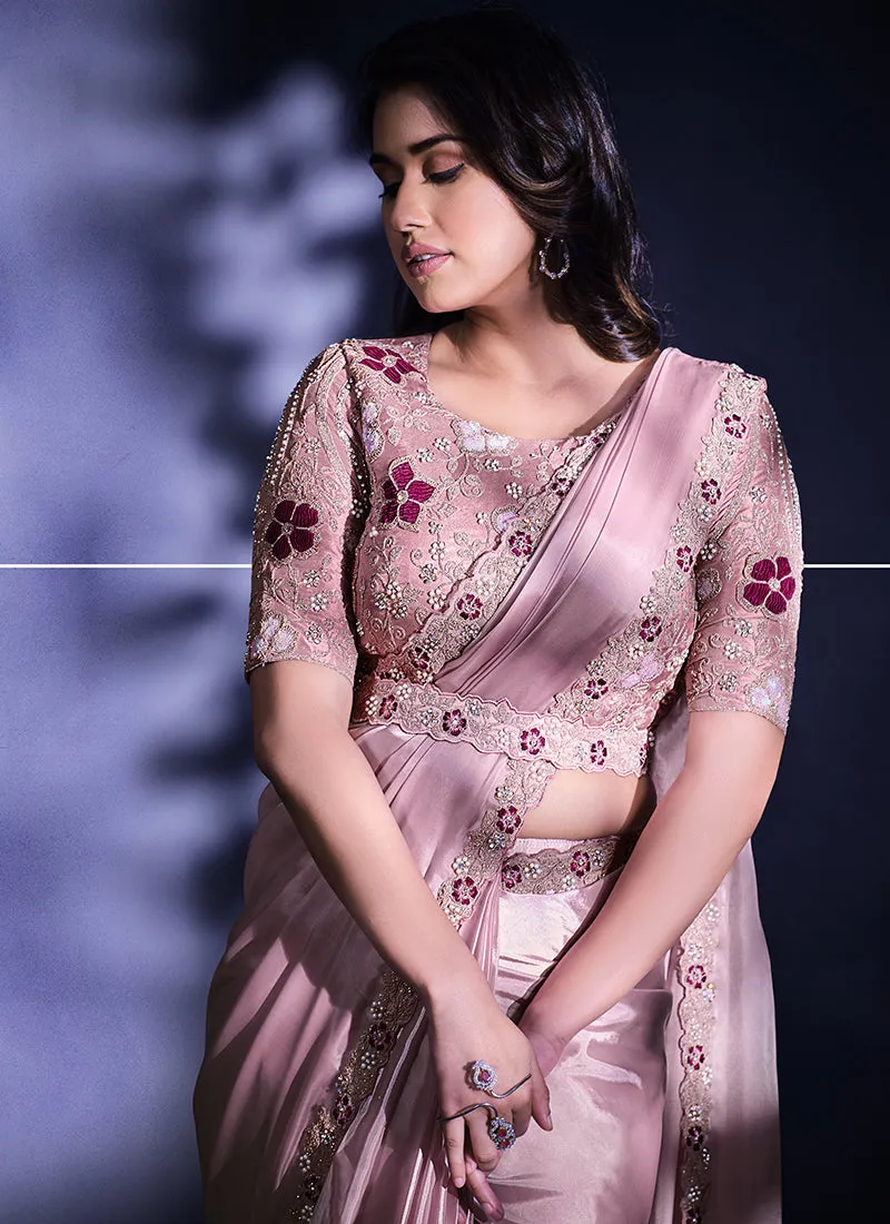 Lavender Sequence Embroidery Wedding Saree