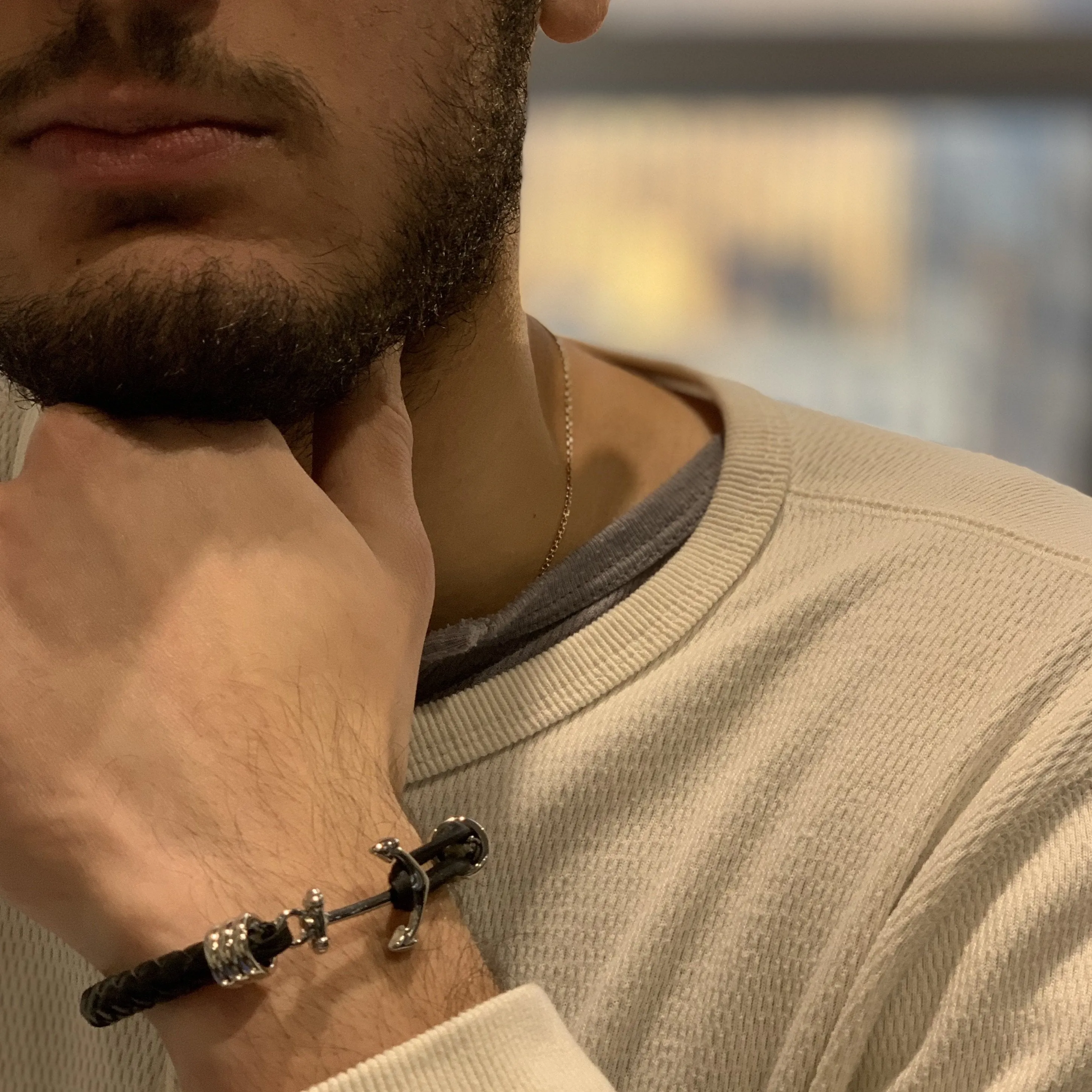 Leather Anchor Bracelet