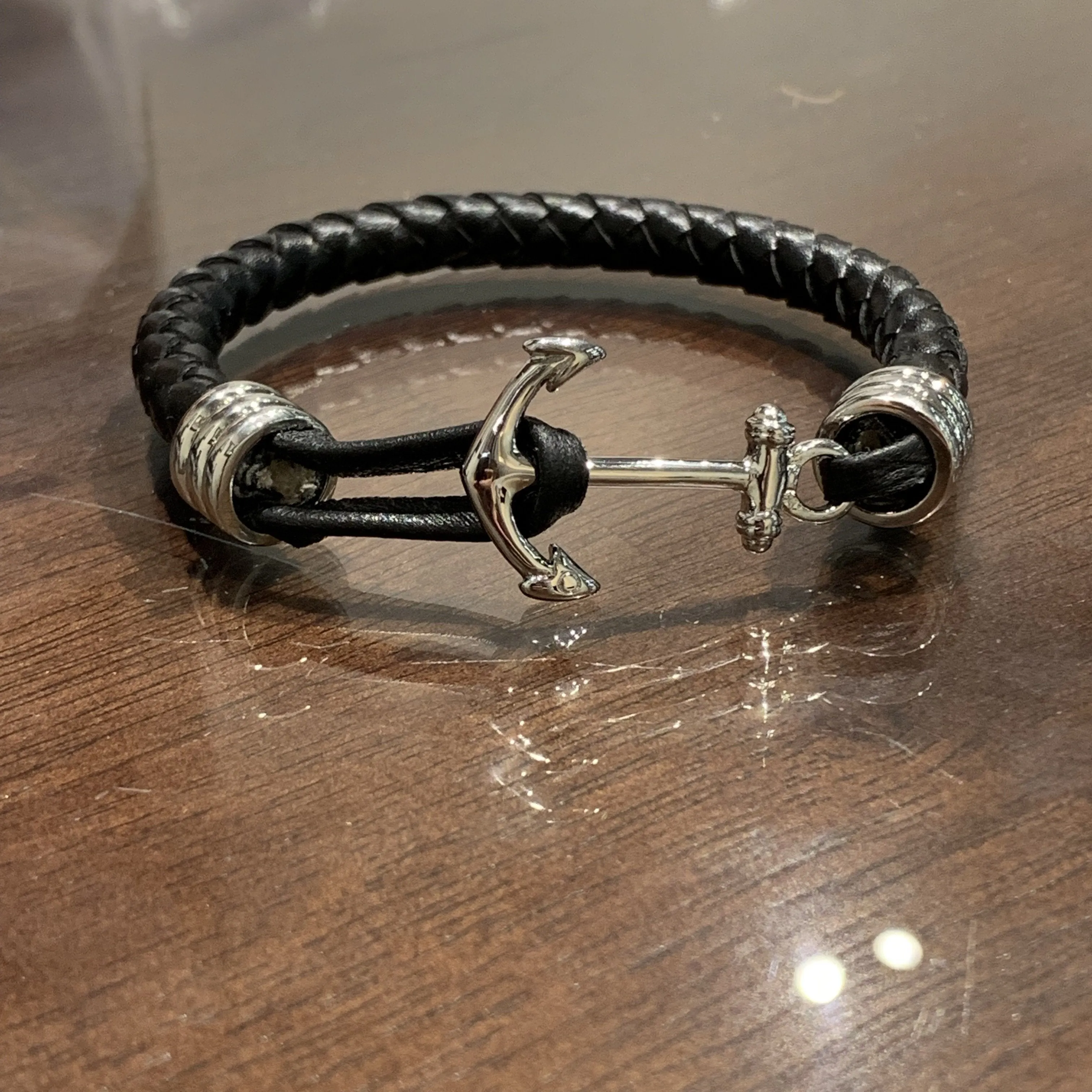 Leather Anchor Bracelet