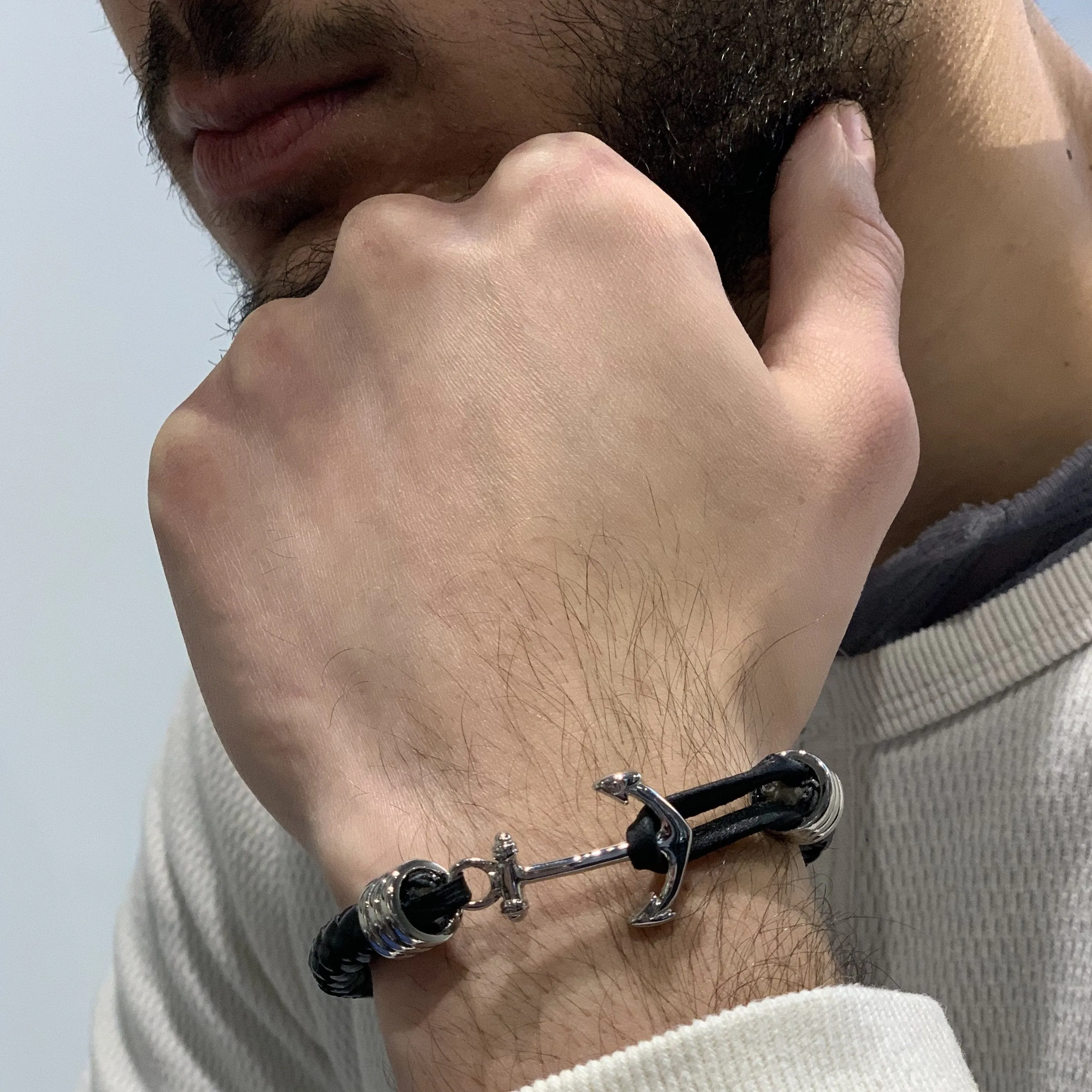 Leather Anchor Bracelet