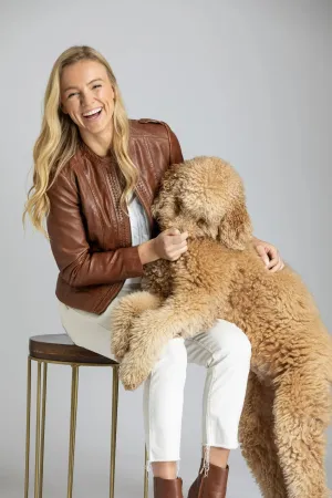 Leather Zip Jacket with Braided Detail