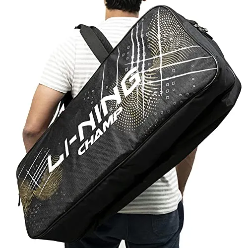 Li-Ning ABDP-374 Champ 6 in 1 Badminton Kitbag - with Additional Shoe Bag - Black, Nylon and Polyester