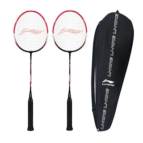 Li-Ning XP-60-IV Strung Blend Badminton Racquet (Set of 2,Black/Pink, 90-95 grams , 18-20 lbs)