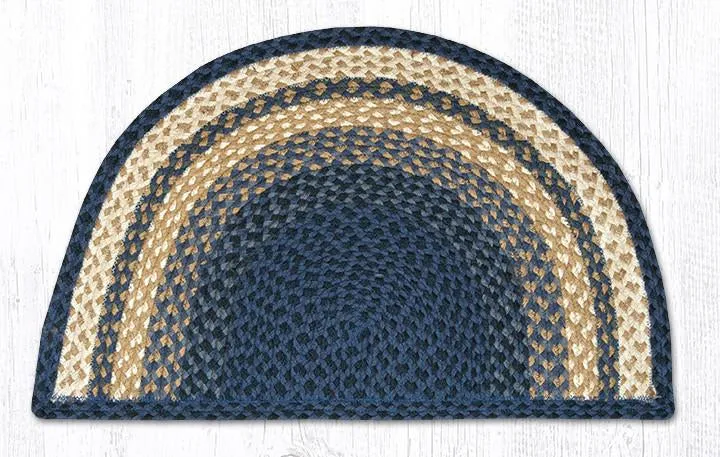 Light & Dark Blue/Mustard SC-079 Slice Jute Braided Rug