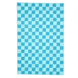 Light Blue Checker Jute Rug