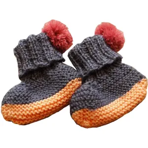 Limited Edition: Pom Pom Booties (Navy & Peach)