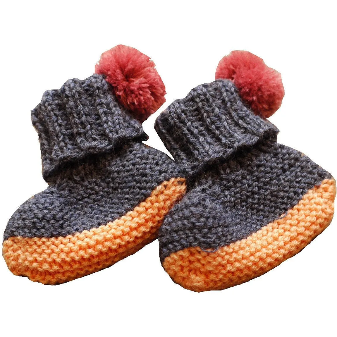 Limited Edition: Pom Pom Booties (Navy & Peach)