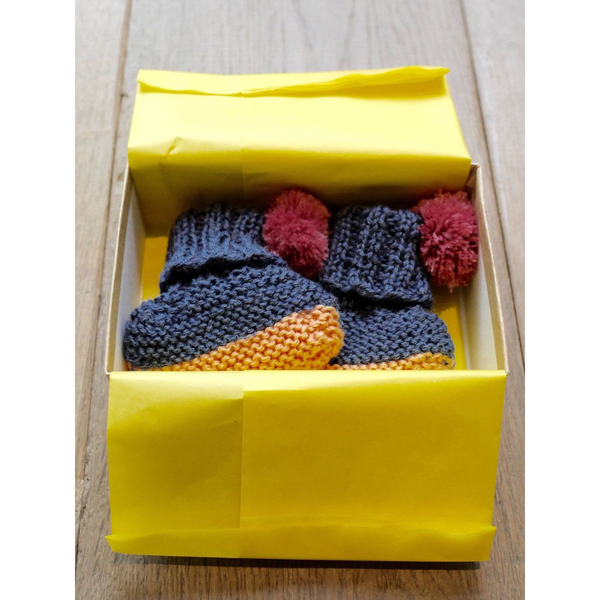 Limited Edition: Pom Pom Booties (Navy & Peach)