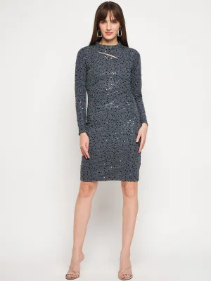 Madame Embellished Grey Bodycon Dress
